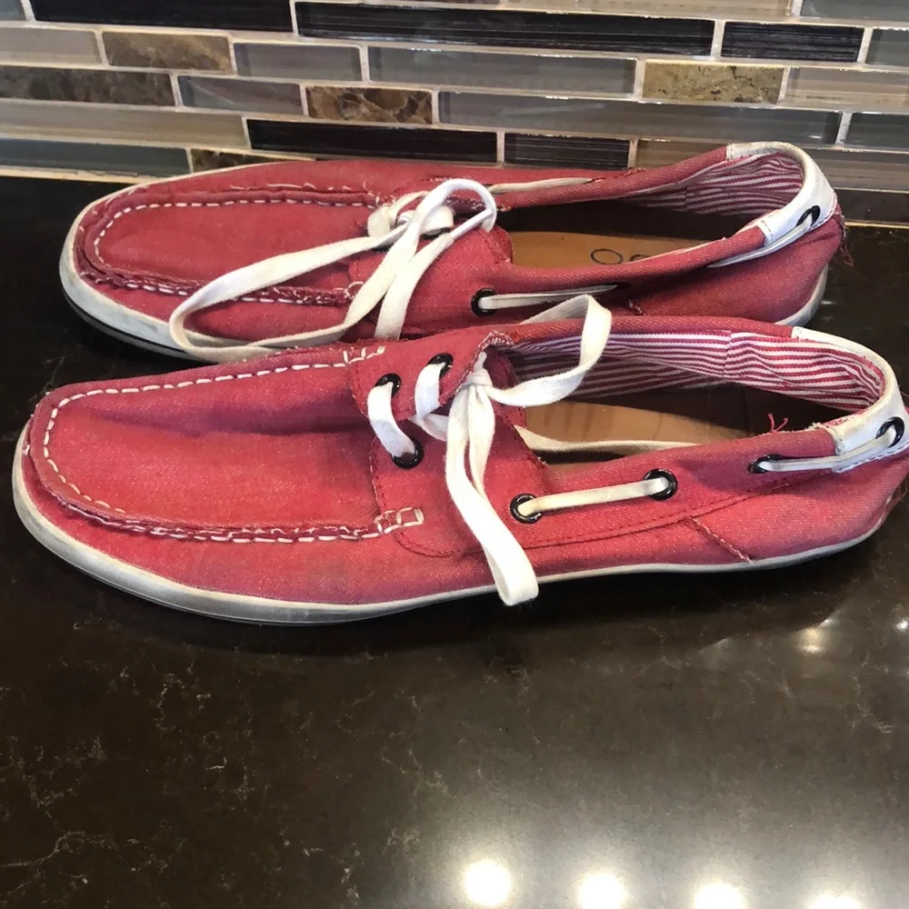 Aldo red fabric men’s loafers‎ boat shoes 41